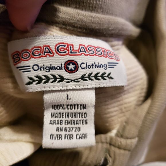 Boco Classic Olive Green / Creme Pullover Shirt Men's Sz L - Picture 5 of 6